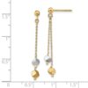 14K Two-tone Polished Beaded Post Dangle Earrings - 3