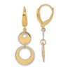 14K Two-tone Polished and Dia-cut Circles Dangle Leverback Earring - 0