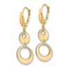 14K Two-tone Polished and Dia-cut Circles Dangle Leverback Earring - 1