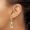 14K Two-tone Polished and Dia-cut Circles Dangle Leverback Earring - 2