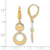 14K Two-tone Polished and Dia-cut Circles Dangle Leverback Earring - 3