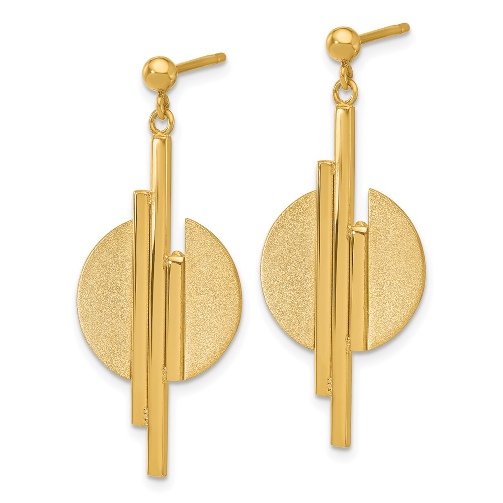 14K Polished and Brushed Dangle Post Earrings - 1 14K Polished and Brushed Dangle Post Earrings - 1