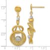 14K TT Polished/Dia-cut Fancy Teardrop Dangle Post Earrings - 4