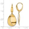 14K Two-tone Polished / Dia-cut Dangle Leverback Earrings - 4 14K Two-tone Polished / Dia-cut Dangle Leverback Earrings - 4