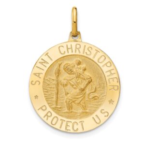 14k Polished and Satin Round St. Christopher Pendant - 0