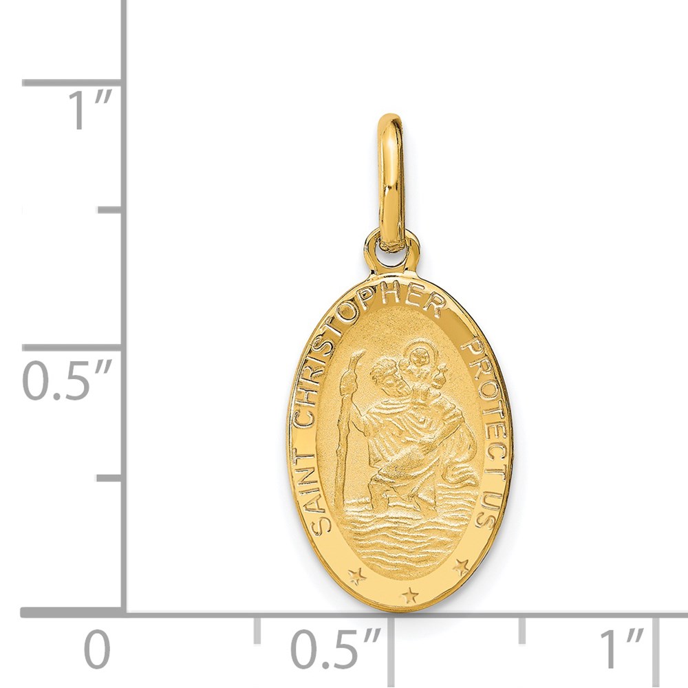 14k Polished and Satin Oval St. Christopher Pendant - 3