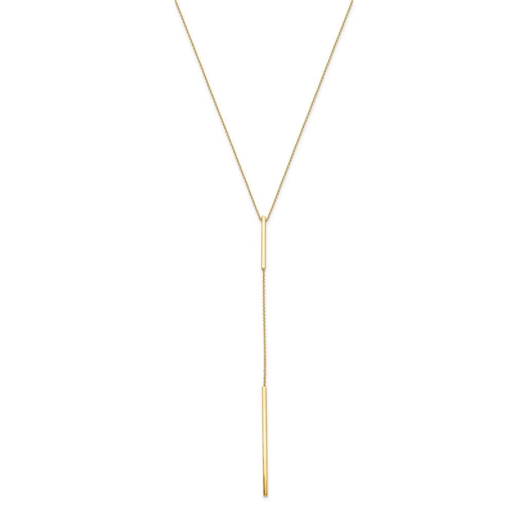 14K Polished Y-drop Bar w/ 1in ext. Necklace - 2