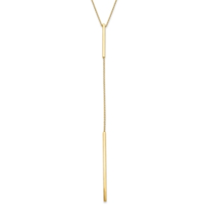 14K Polished Y-drop Bar w/ 1in ext. Necklace - 0