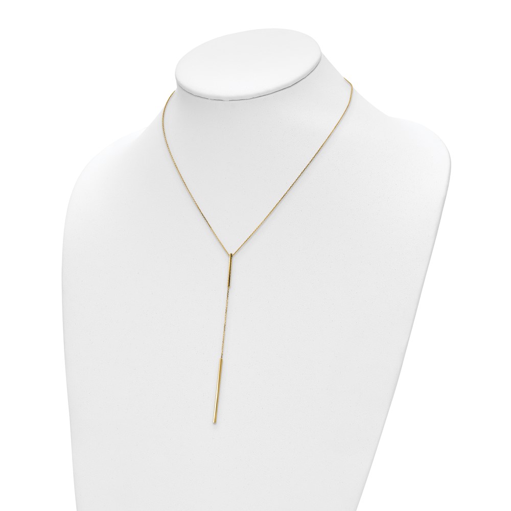 14K Polished Y-drop Bar w/ 1in ext. Necklace - 1