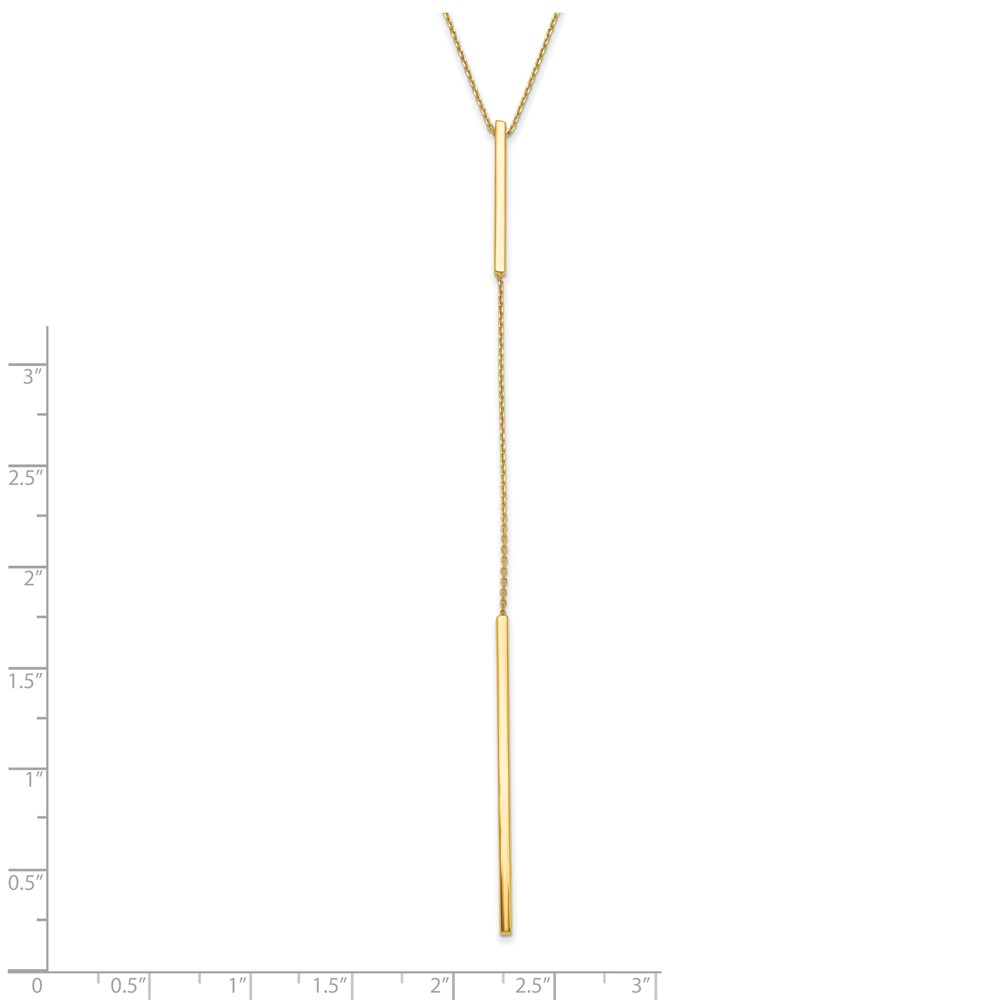 14K Polished Y-drop Bar w/ 1in ext. Necklace - 3