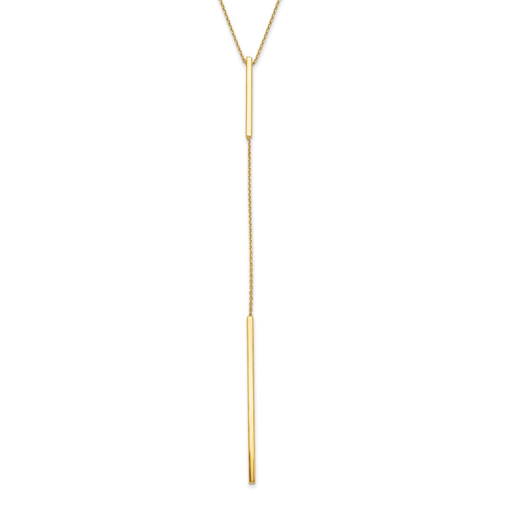 14K Polished Y-drop Bar w/ 1in ext. Necklace - 0