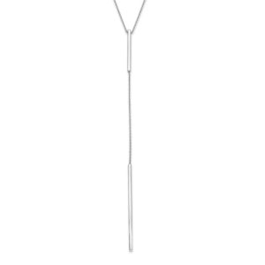 14K White Gold Polished Y-drop Bar w/ 1in ext. Necklace - 0