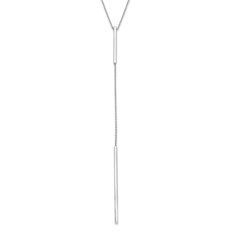 14K White Gold Polished Y-drop Bar w/ 1in ext. Necklace - 0