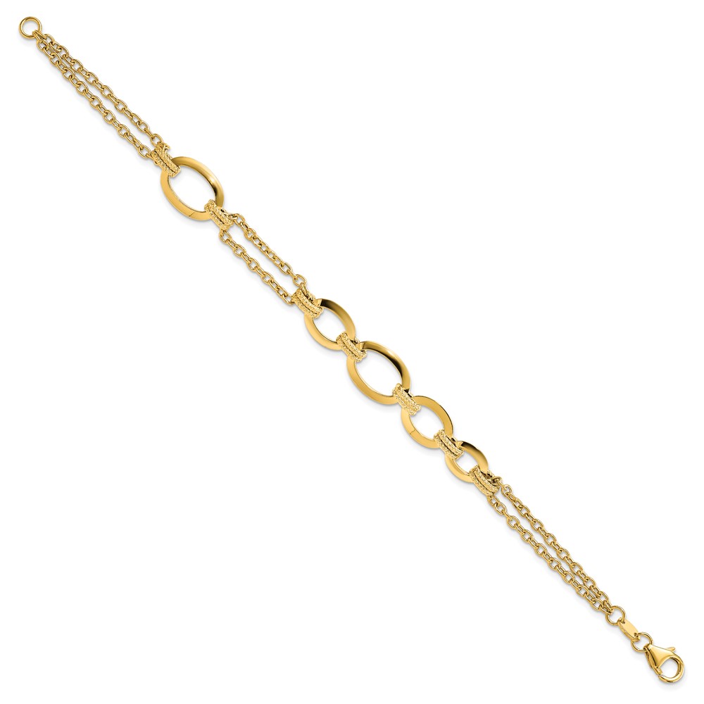 14K Polished Fancy Double-stranded Link Bracelet - 1