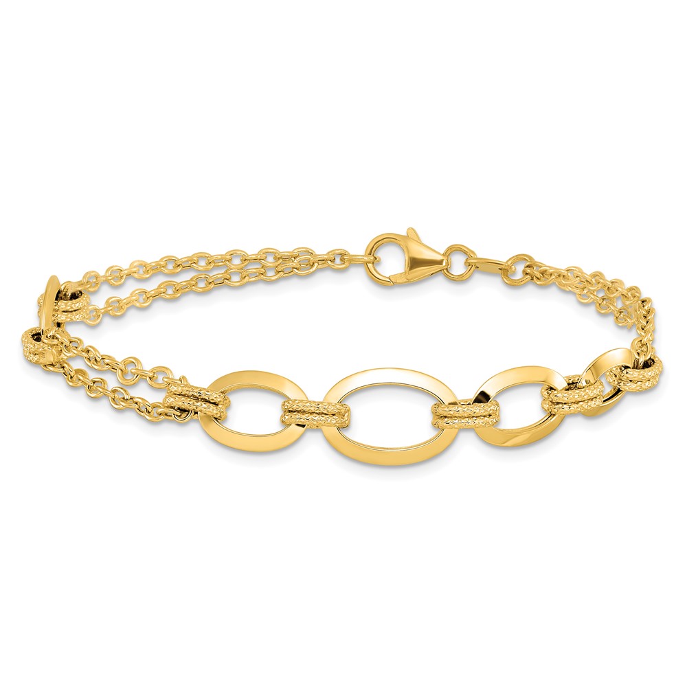 14K Polished Fancy Double-stranded Link Bracelet - 2