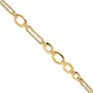 14K Polished Fancy Double-stranded Link Bracelet - 0