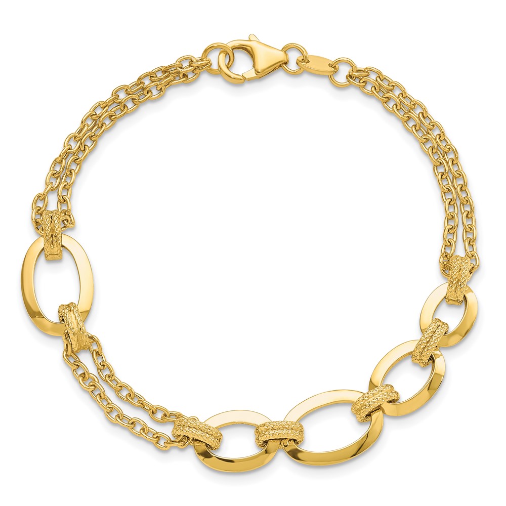 14K Polished Fancy Double-stranded Link Bracelet - 4