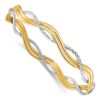 14K w/Rhodium Polished and Dia-cut Braided Slip-On Bangle - 0