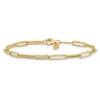 14K Polished and Textured Paperclip Link Bracelet - 2 14K Polished and Textured Paperclip Link Bracelet - 2