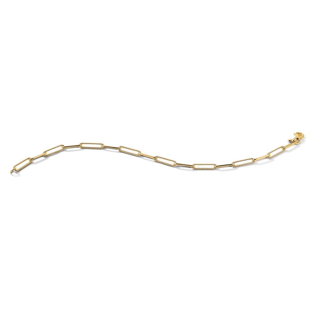14K Polished and Textured Paperclip Link Bracelet - 8 14K Polished and Textured Paperclip Link Bracelet - 8
