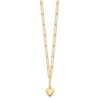 14K Polished Heart Paperclip Link Necklace - 1