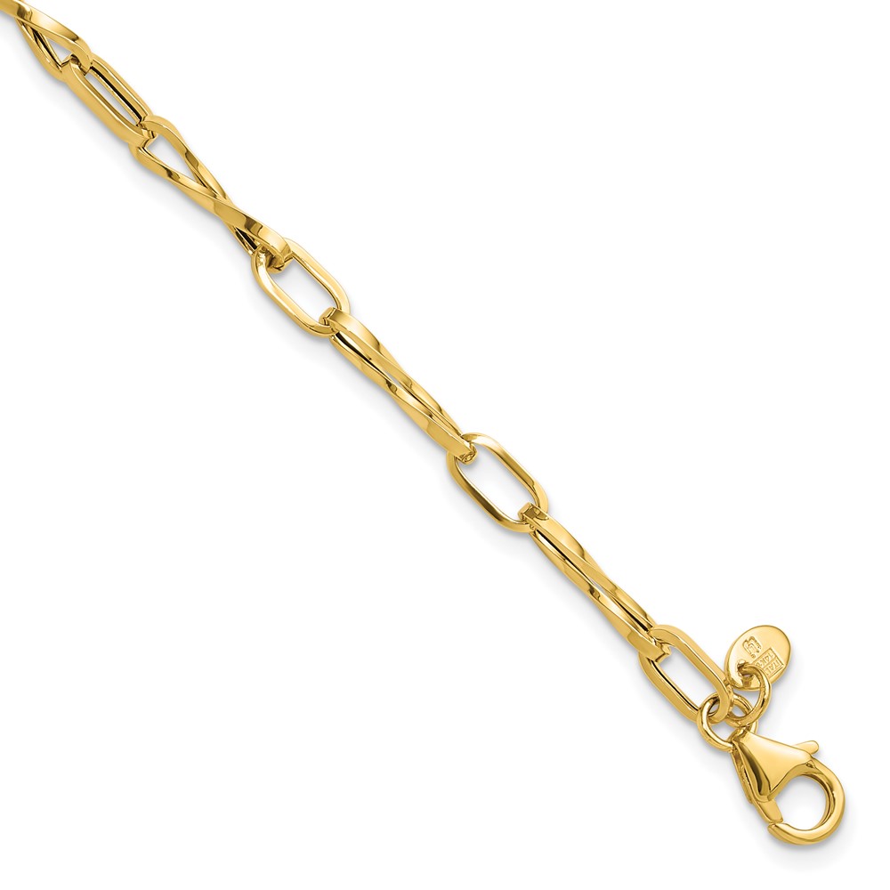 14K Polished Fancy Twisted Link Bracelet - 0