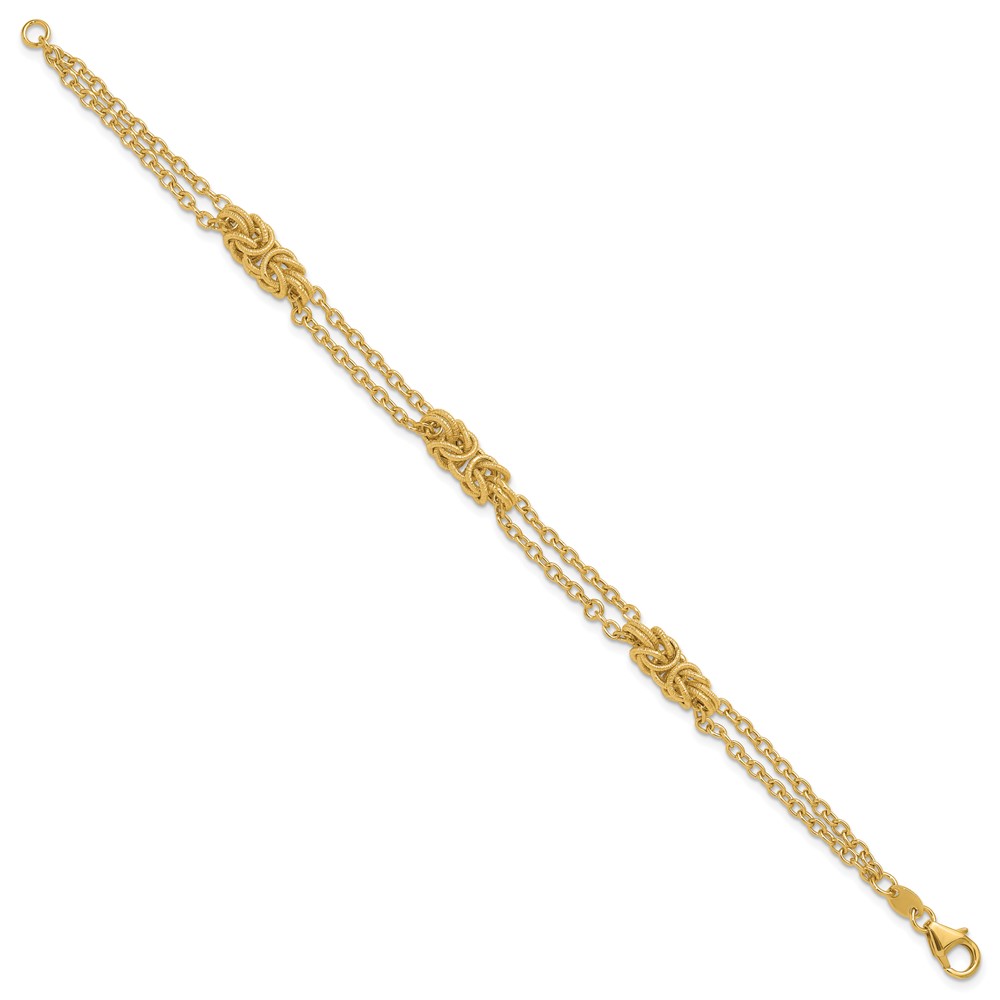14K Polished and Textured Multi-strand Bracelet - 1