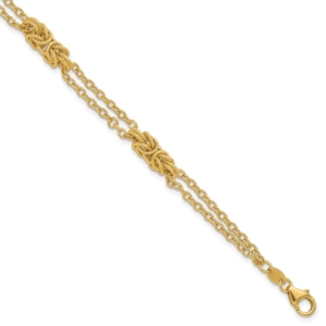 14K Polished and Textured Multi-strand Bracelet - 0