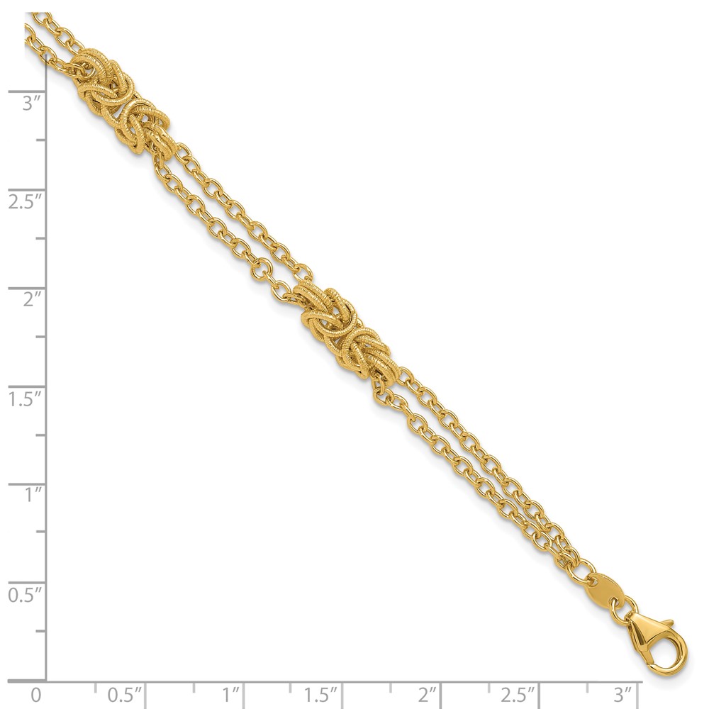 14K Polished and Textured Multi-strand Bracelet - 4