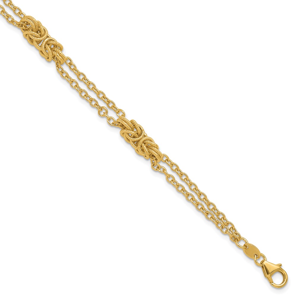 14K Polished and Textured Multi-strand Bracelet - 0