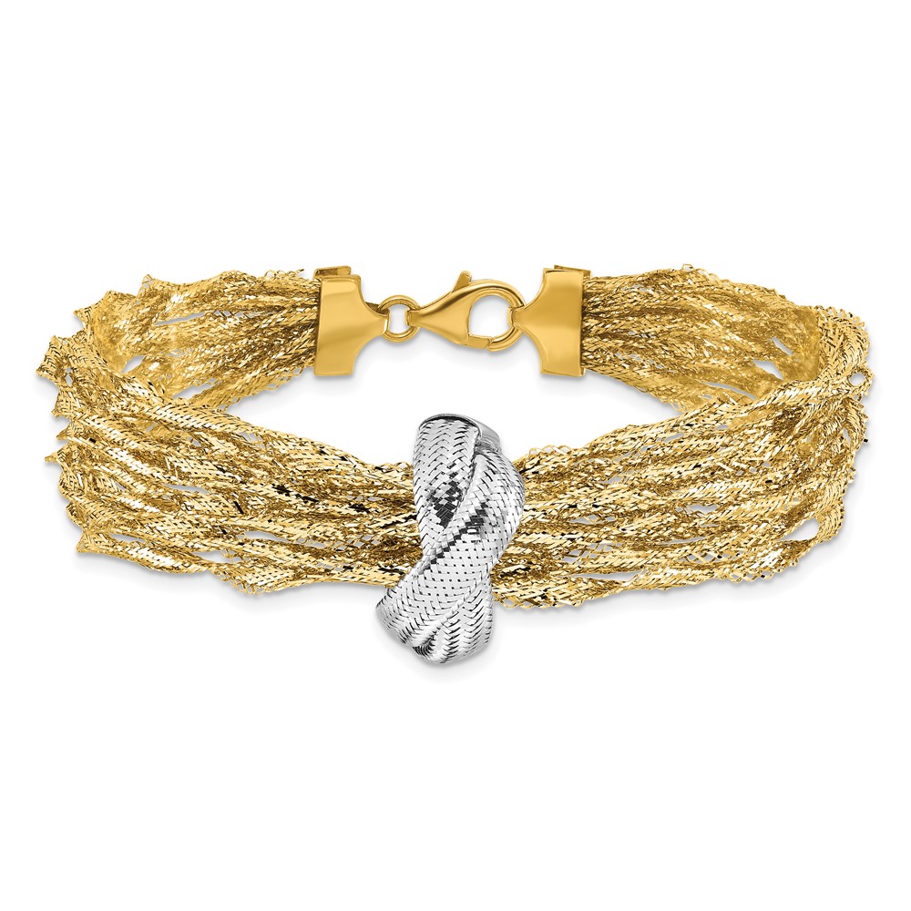 14K with Rhodium Polished Knot Mesh Multi-strand Bracelet - 2