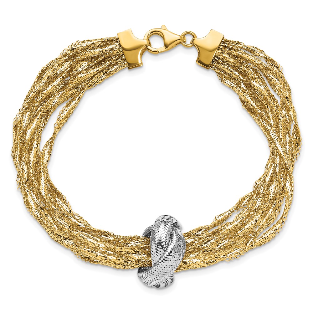 14K with Rhodium Polished Knot Mesh Multi-strand Bracelet - 3
