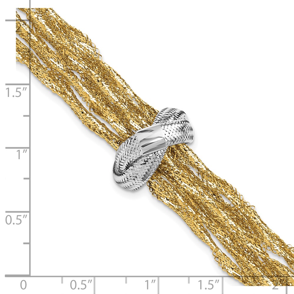 14K with Rhodium Polished Knot Mesh Multi-strand Bracelet - 4