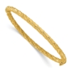 14k Polished and Textured Twisted Hinged Bangle - 0
