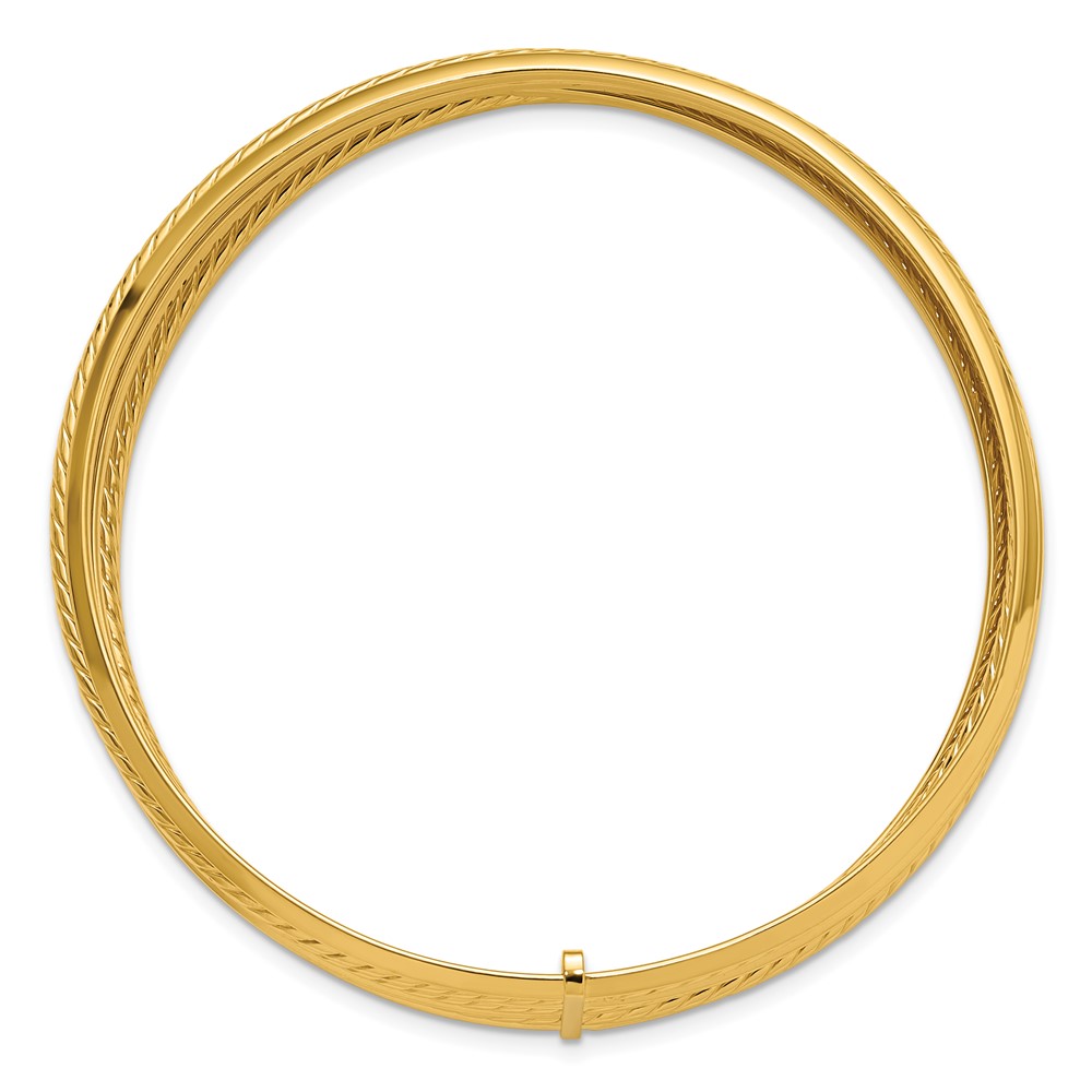 14K Polished and Twisted 7-Layer Slip-on Bangle - 1