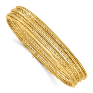 14K Polished and Twisted 7-Layer Slip-on Bangle - 0