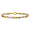 14K w/White Rhodium Polished Cable and Paperclip Link Bracelet - 2