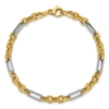 14K w/White Rhodium Polished Cable and Paperclip Link Bracelet - 3
