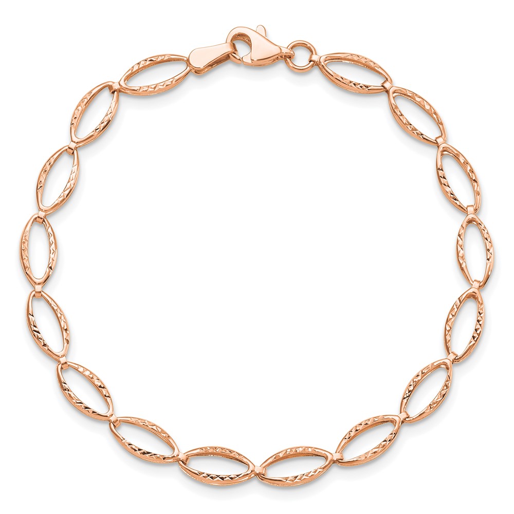 14K Rose Gold Polished and D/C Bracelet - 2