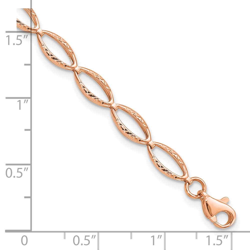 14K Rose Gold Polished and D/C Bracelet - 3