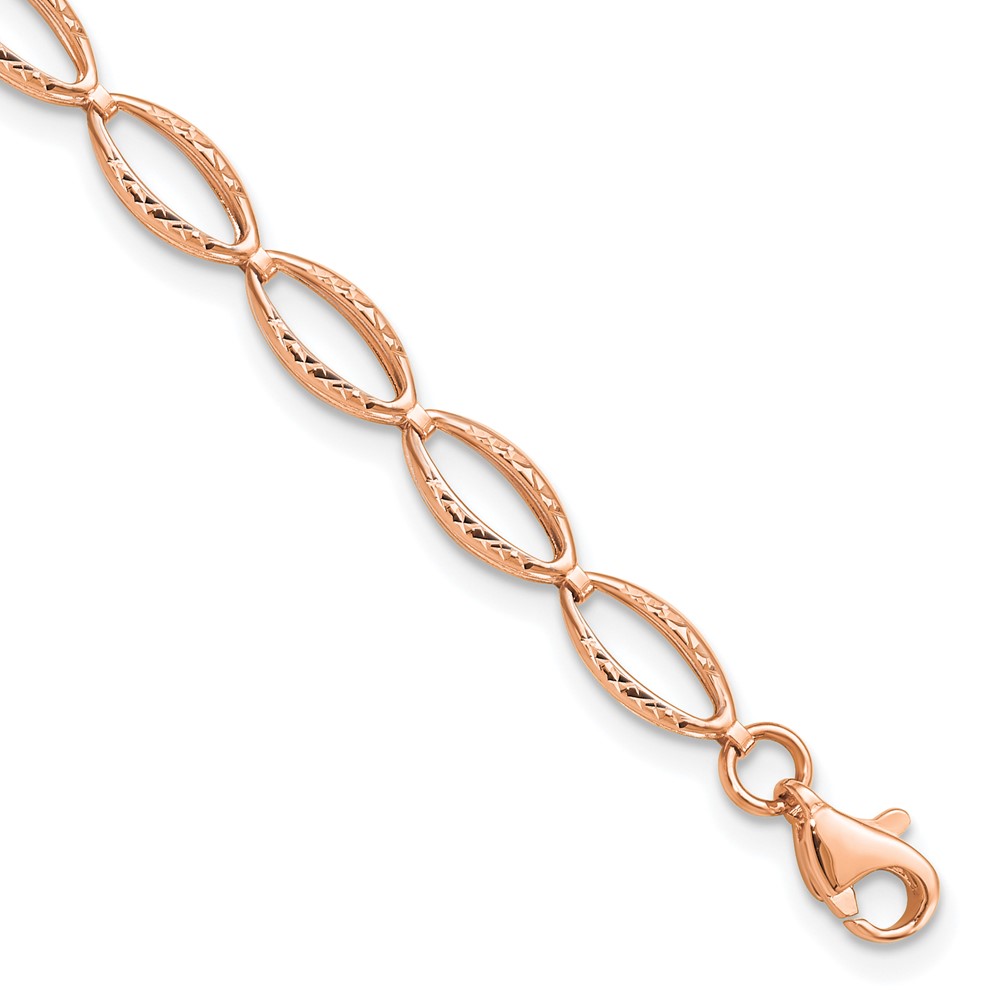 14K Rose Gold Polished and D/C Bracelet - 0