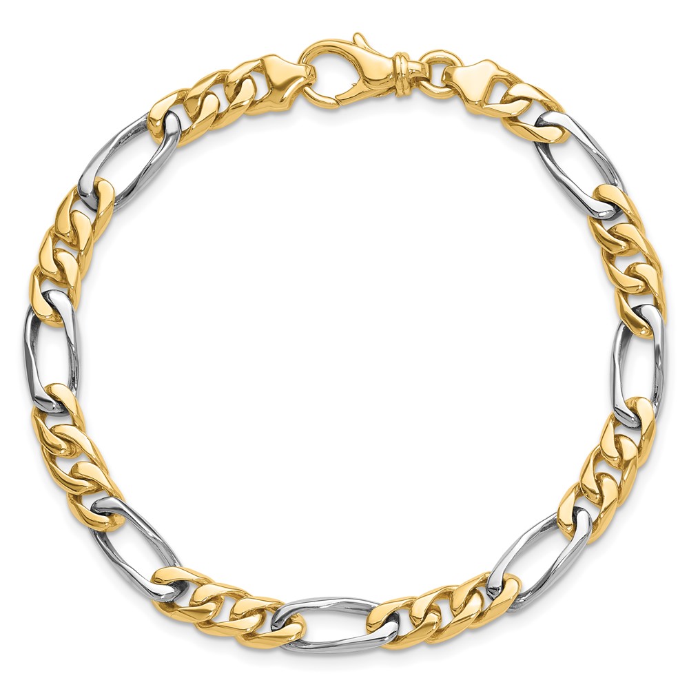 14K Two-tone 8 inch 6.1mm Hand Polished Fancy Link with Fancy Lobster Clasp Bracelet - 3