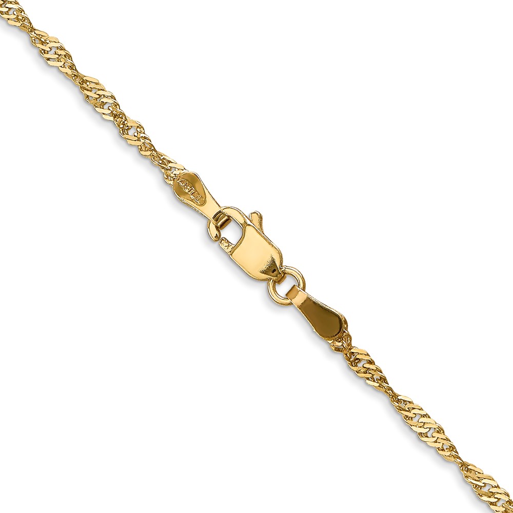 14K 16 inch 1.70mm Singapore with Lobster Clasp Chain - 2