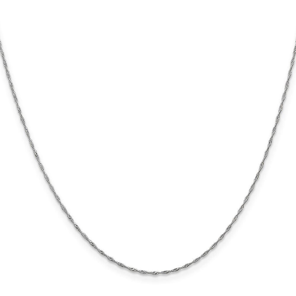 14K White Gold 22 inch 1mm Singapore with Spring Ring Clasp Chain - 1