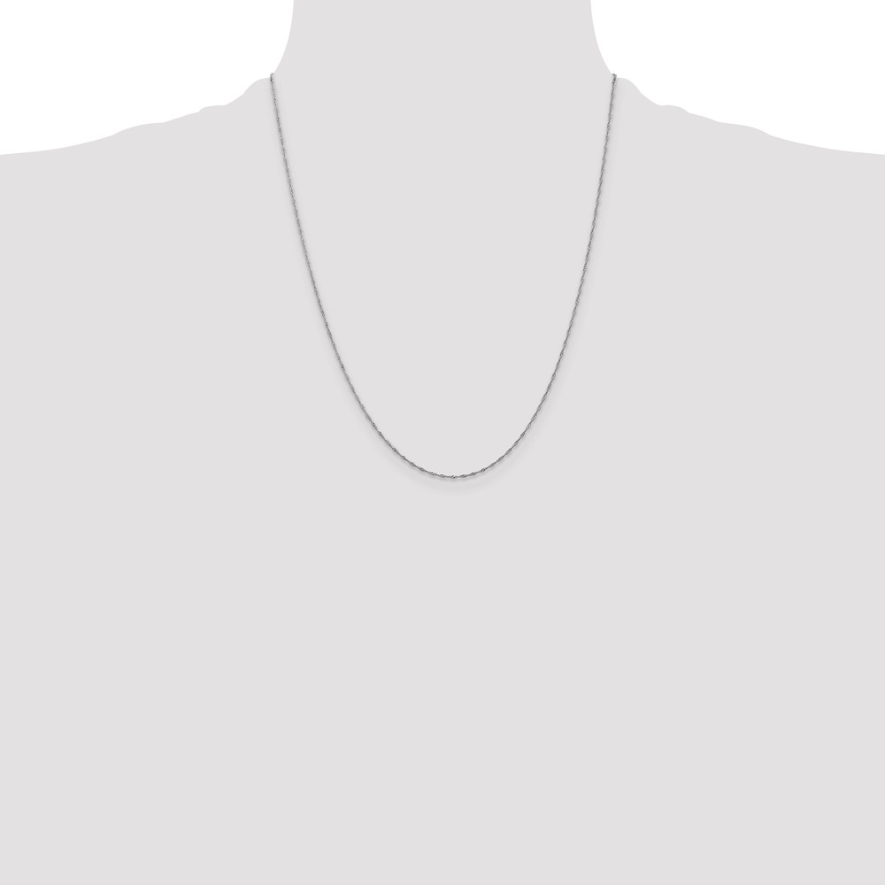 14K White Gold 22 inch 1mm Singapore with Spring Ring Clasp Chain - 3