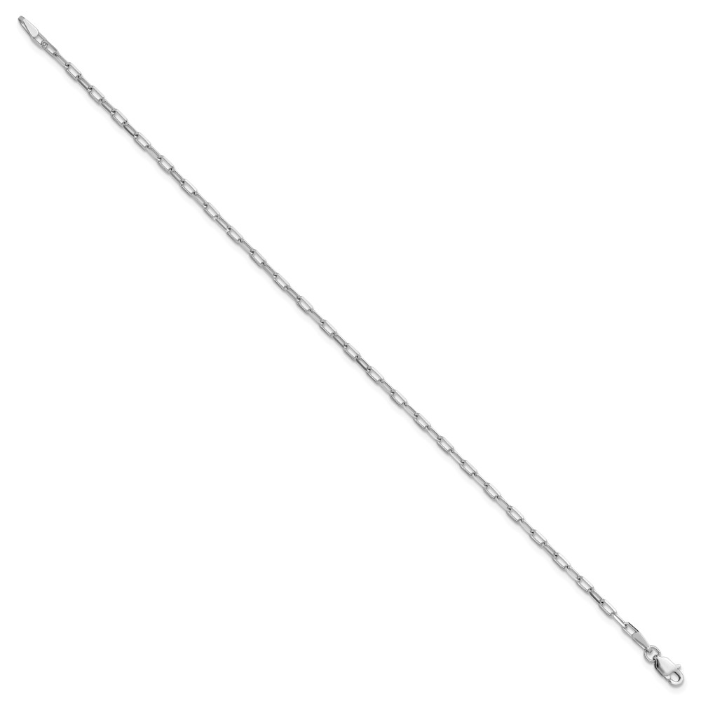 14k White Gold 2.1mm Solid Beveled Paperclip Chain - 1