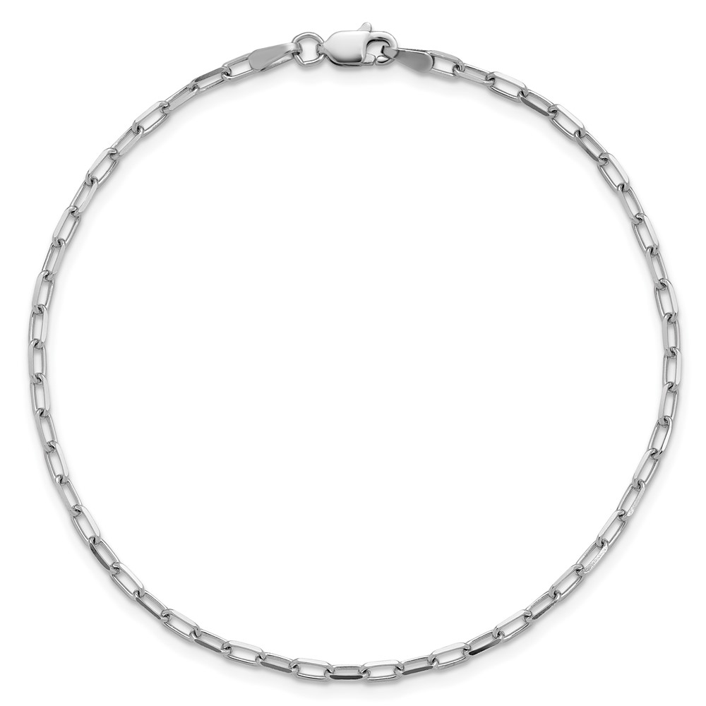 14k White Gold 2.1mm Solid Beveled Paperclip Chain - 4