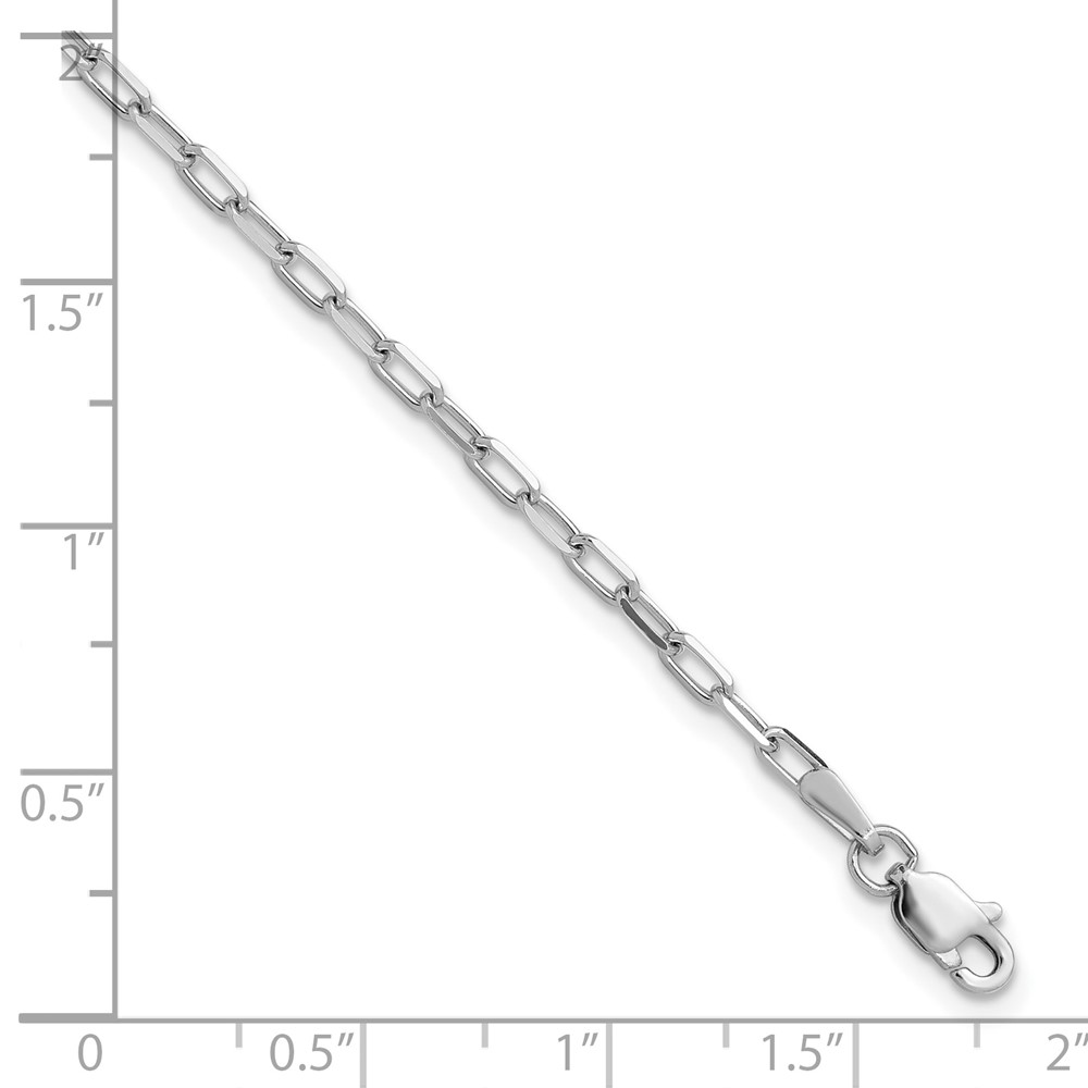 14k White Gold 2.1mm Solid Beveled Paperclip Chain - 2