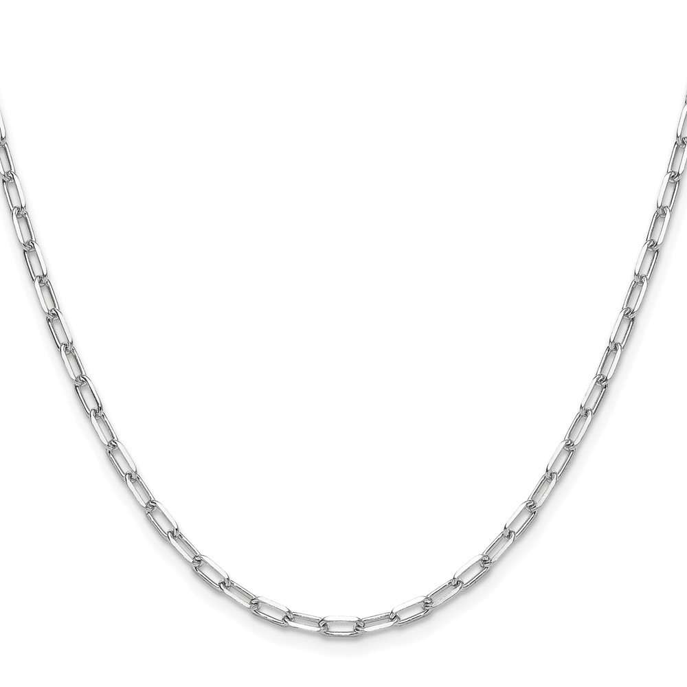 14k White Gold 3.0mm Solid Beveled Paperclip Chain - 1
