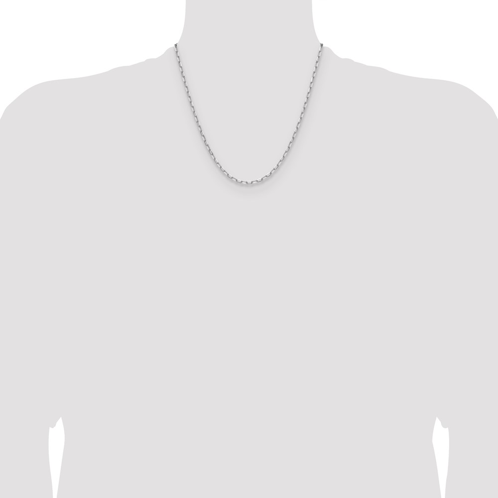 14k White Gold 3.0mm Solid Beveled Paperclip Chain - 3